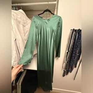 Reformation low back Elegant Green Satin Dress